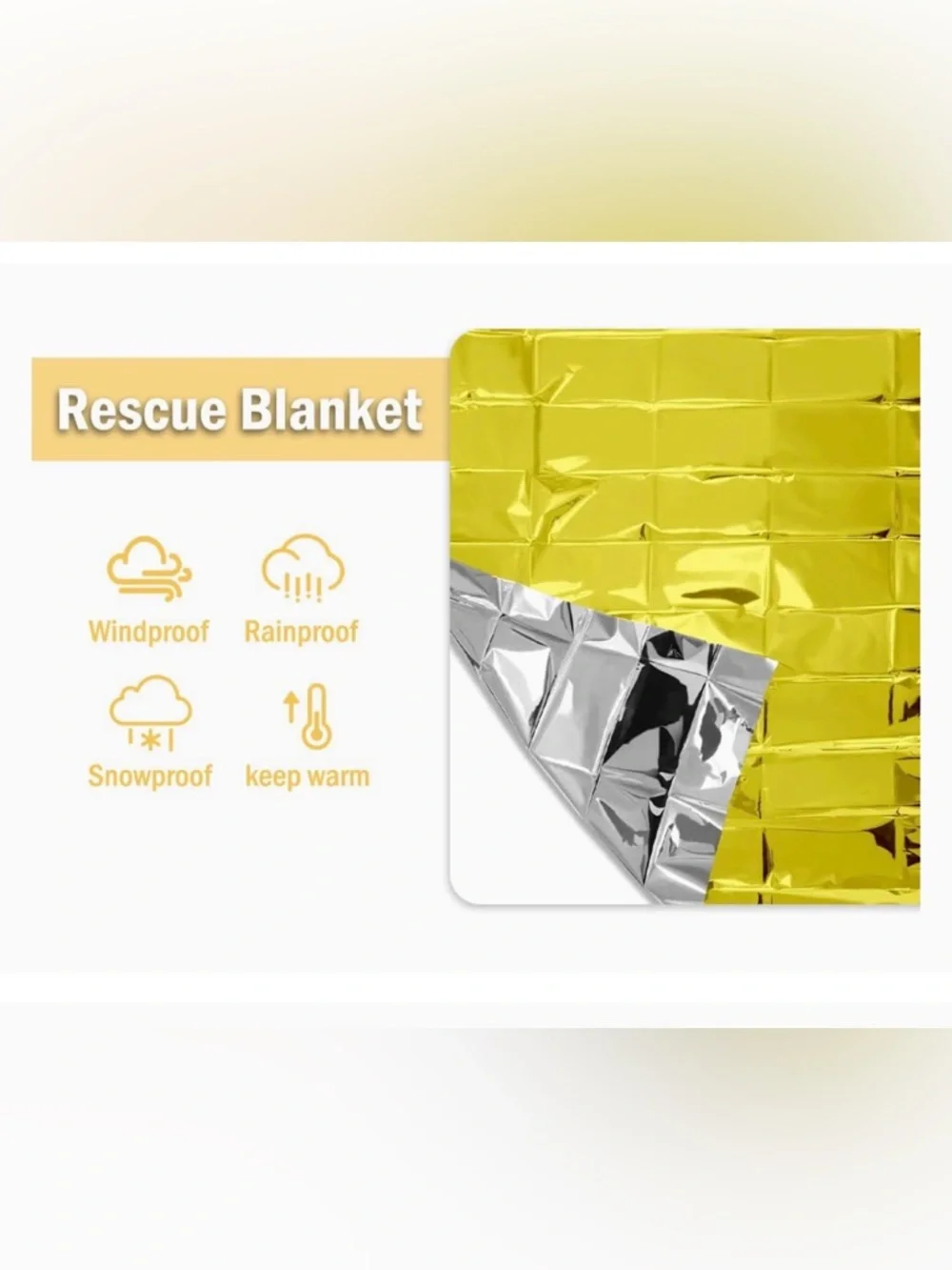 💞 New 55”x82” Silver & Gold Reflective Emergency Mylar Survival Blanket